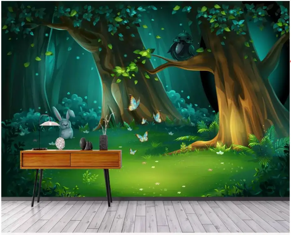 Custom photo 3d room wall paper Cartoon fantasy forest ...