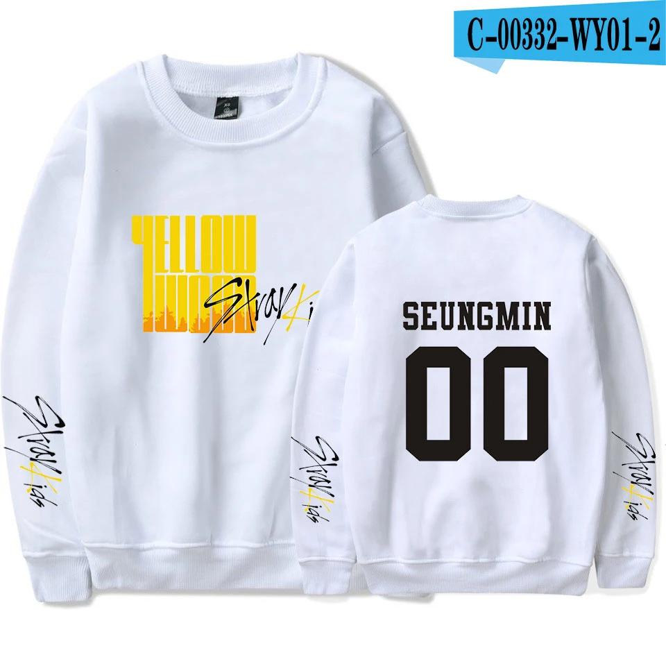 Kpop Stray Kids альбом желтая древесина печати o-образным вырезом Толстовка Harajuku круглый воротник унисекс мужчины/женщины толстовка - Color: picture color
