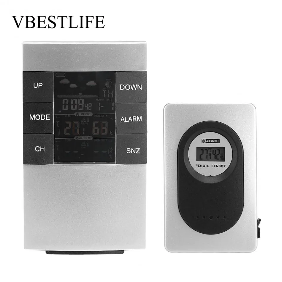 1 Set Digital LCD Wireless Weather Station Alarm Clock Snooze Clock Humidity Meter Date Alarm Clock IndoorOutdoor Thermometer 1 Set Digital LCD Wireless Weather Station Alarm Clock Snooze Clock Humidity Meter Date Alarm Clock IndoorOutdoor Thermometer