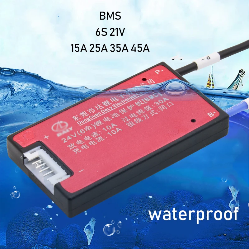 

6S 24V Lithium Battery Protection Board BMS Balance Function Waterproof 3.7V lipo Li ion 15A 25A 35A 45A 60A for Electric Drill