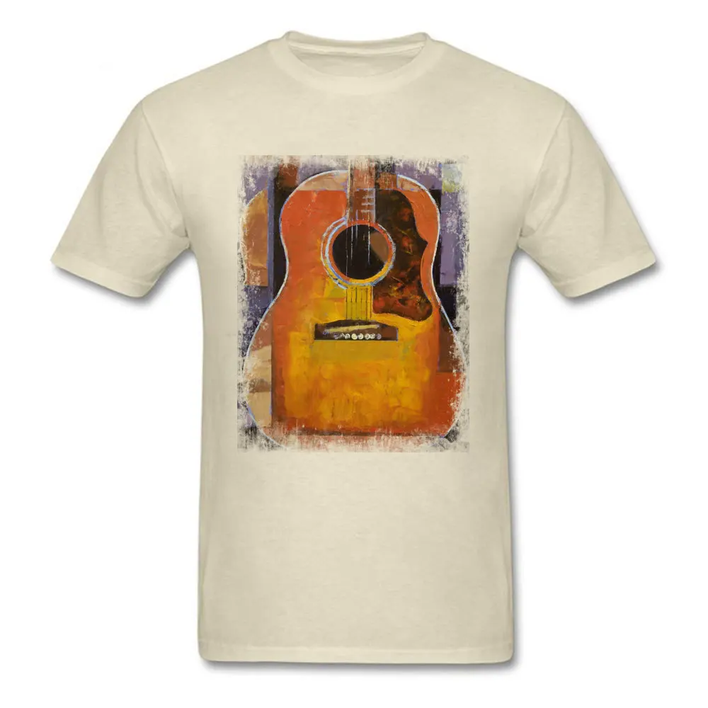 GUITAR Pure Cotton Men Short Sleeve Tops Tees Custom Summer Fall Tshirts Funny Tops Shirts Special Round Neck Drop Shipping GUITAR beige