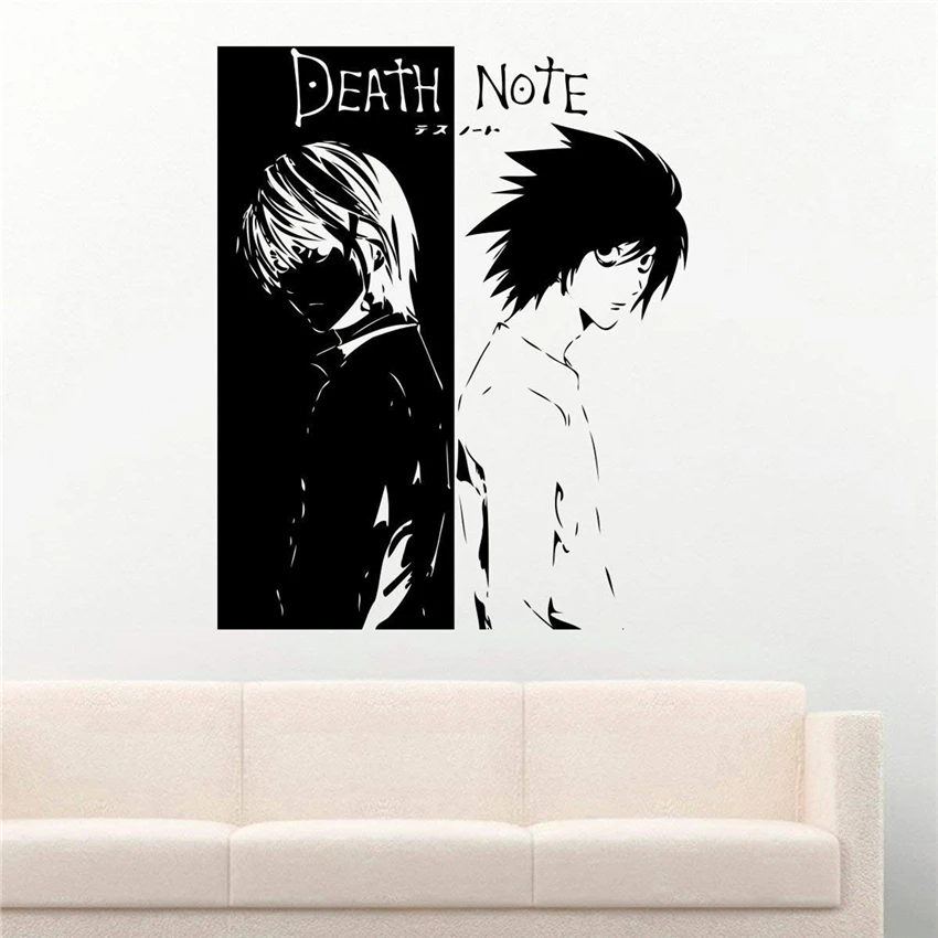 Аниме виниловая наклейка на стену с надписью "Death Note L" и "Kira Manga", виниловые наклейки на стену в стиле хентай, домашний декор, цитата для комнаты мальчика D820