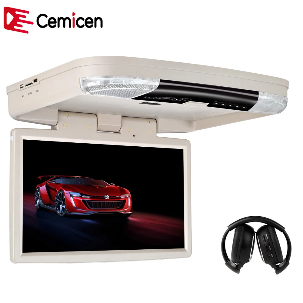 Cemicen 15 6 дюймовый автомобильный монитор с креплением на крышу откидной DVD плеер HD