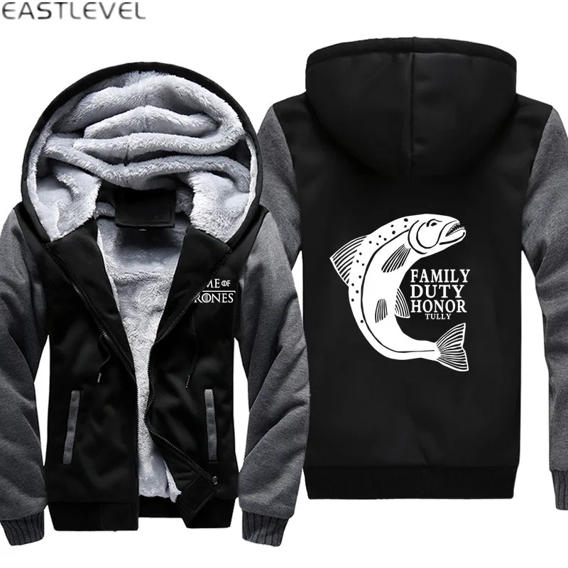 

2018 Harajuku Hip Hop Sweatshirt Jacket Game of Thrones Fish Men Hoodie Motorcycle Sweatshirts Thicken Hoodies Coat US Sze