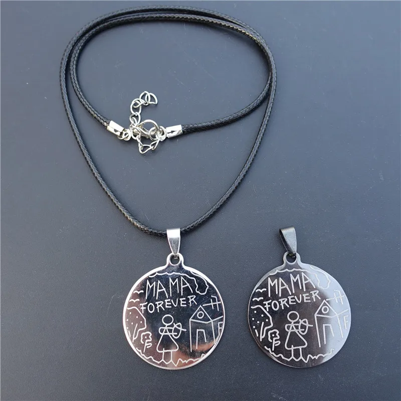 

Fashion Mama Forever Girl House Stainless Steel Round Tag Necklace For Mother's Day