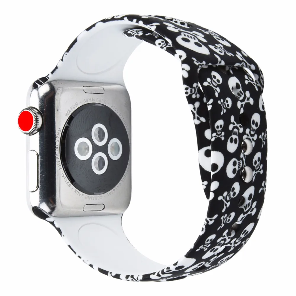 Мягкий силиконовый с цветочным рисунком ремешок для часов Bemorcabo для Apple Watch 4 3 2 1 aple Watch Band 38 мм 42 мм 44 мм браслет