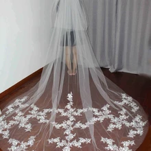 Срезанная кромка, два слоя, 3 м, Длинная свадебная вуаль с кружевным цветком,, романтическая, 2 т, два слоя, фата невесты, Velos De Novia