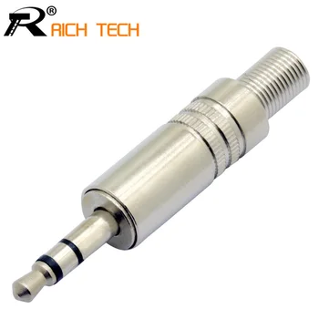 

3pcs Jack 3.5mm Metal Spring Solder Adapter Nickle Plated Wire Connector 3pole 3.5mm Stereo Male Plug