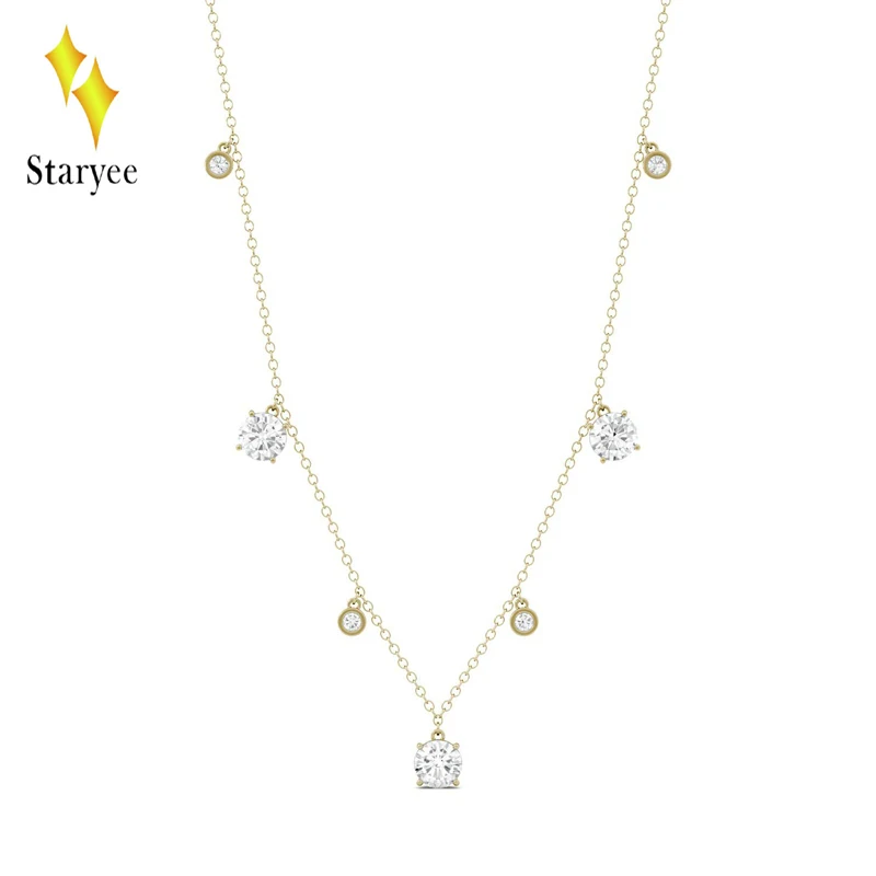 

Moissanite GH Color 18K Solid Yellow Gold Round Cut Pendant With 18K Gold Chain Necklace For Women Fine Jewelry