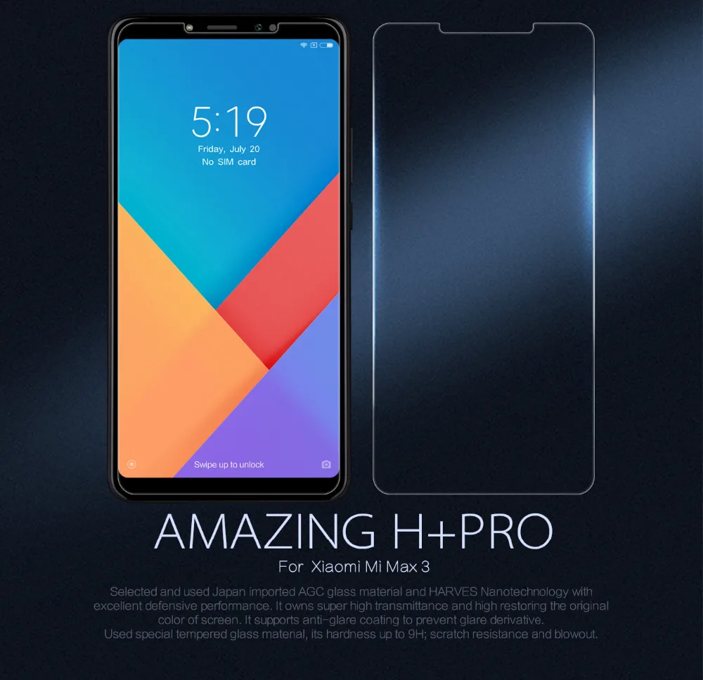 

Global ROM for Xiaomi Mi Max 3 Tempered Glass Original NILLKIN Amazing H / H+PRO Screen Protector For Xiaomi Mi Max3 Glass Film