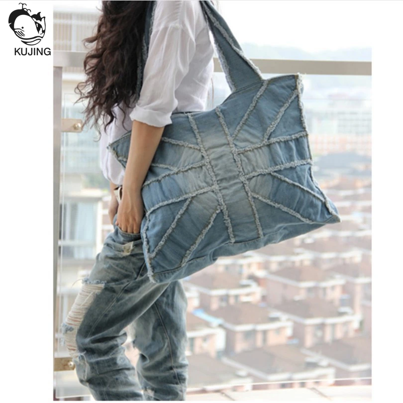 

KUJING ladies fashion trendy multi-purpose cowboy handbag bag free delivery quality retro wash rice word leisure shoulder bag