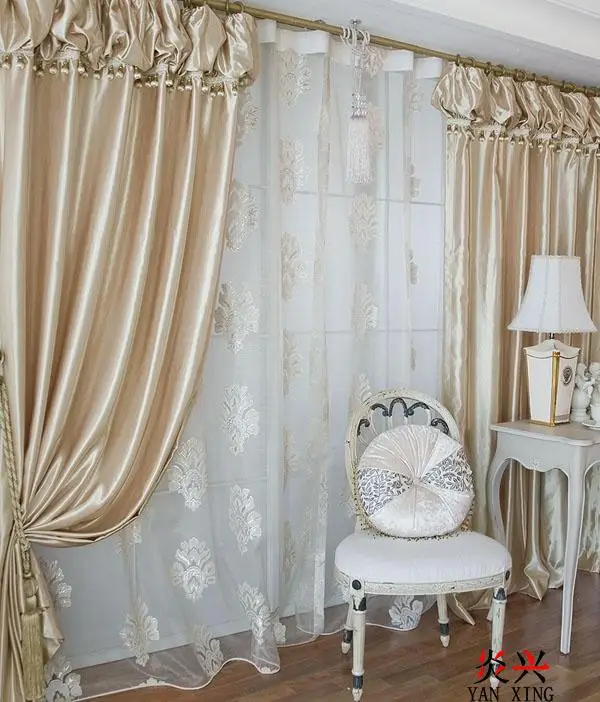 MYRU Шампань спальня Регулируемая штора с подзором и бисером Окно Скрининг для гостиной