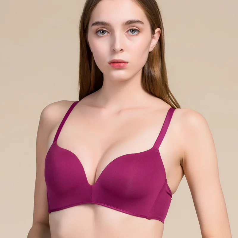 Kopen Vrouwen Draad Gratis Bras 100% Natuurlijke Zijde Bh Een Stuk U vorm Dagelijks bralette Naakt Zwart Grijs Rood bralett 2018 Nieuwe