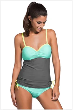 

Free shipping Colorblock 2pcs Tankini Swimsuit LC41964