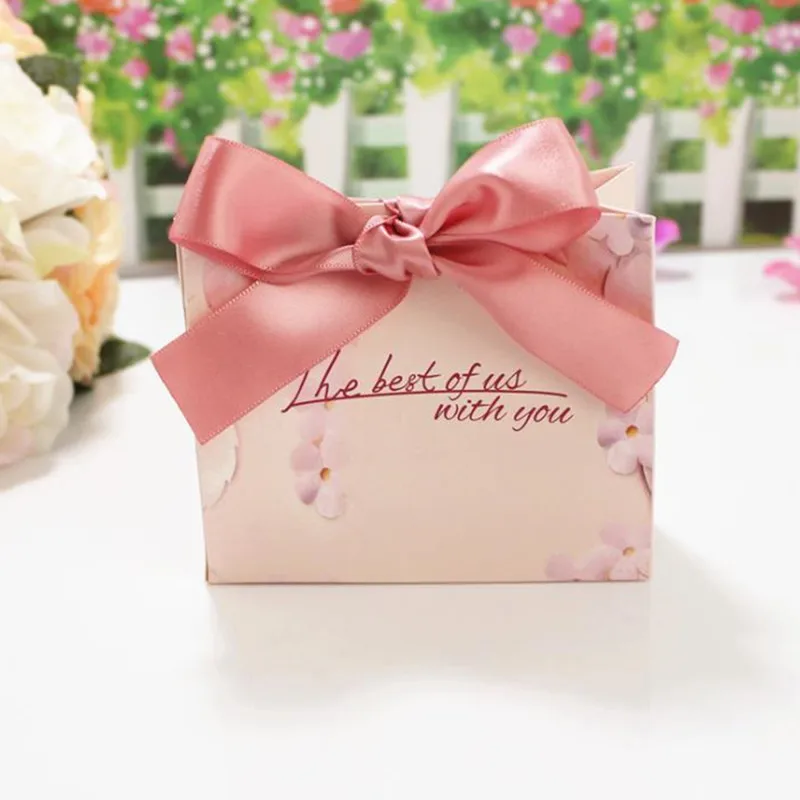 High end gift pink flower pattern wedding like candy box Bomboniera