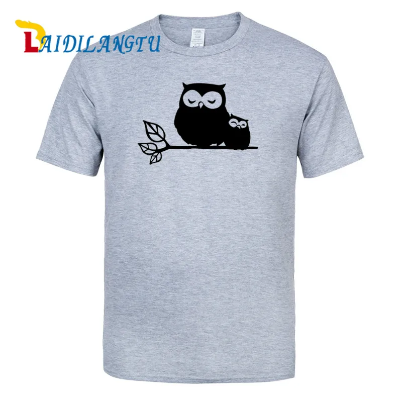 Best Gift  Men's T-Shirt Cute Owl Mom And Baby Printed T-Shirt Men Cotton Top Tees Summer Fashion Clothes