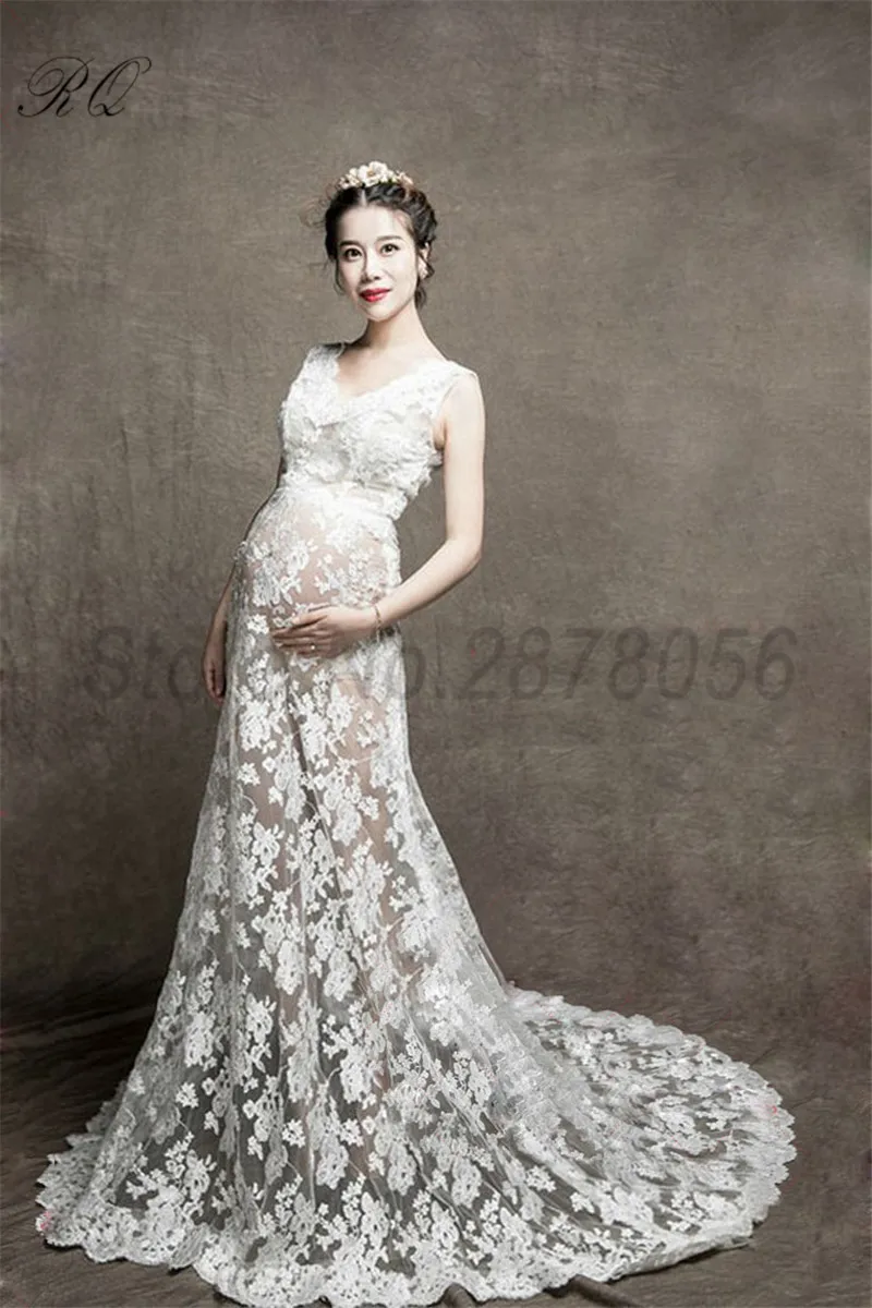 

RQ Fashion Maternity Dress Photography Props White maternity Photography Dresses Pregnant Dress Woman Q6