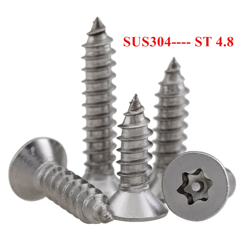 Саморезы Torx 50 шт. ST4.8 * 13/16/19/25/32/38 мм шестигранные плоскоголовые саморезы CSK