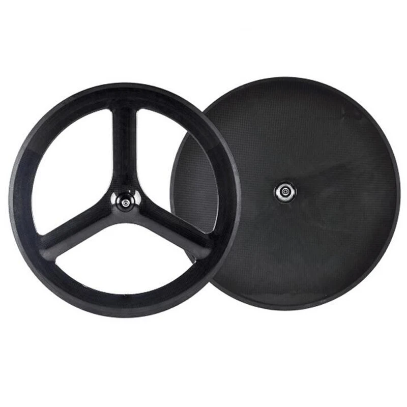 

Carbon fiber road bike wheels clincher front 3spoke wheel rear disc carbon wheelset track carbon wheel bicycle wheelset