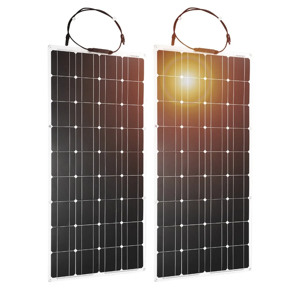 Dokio 2 uds 12V 12V 100W Flexible Panel Solar monocristalino para batería de coche y barco y casa 200w 300w 500w 1000w Panel Solar de China - 2