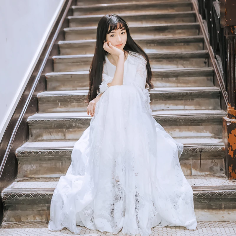 

Fairy Dresses Student Sweet Long dress Girl 2019 New Women's Spring Dress Retro Girl's Gentle and Immortal Lady