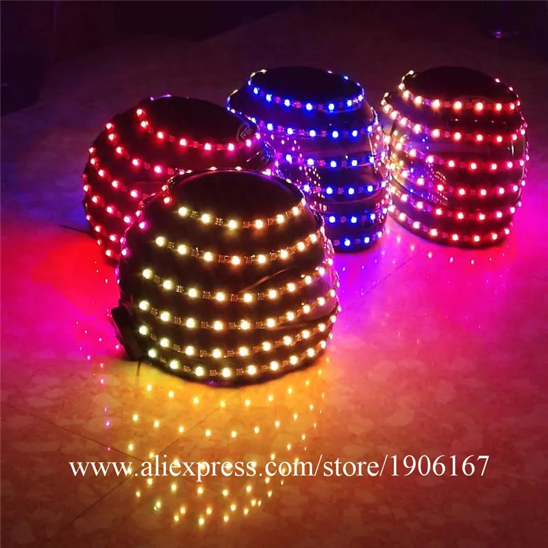 RGB светодиодный светящийся растущий мигающий шлем робота Хэллоуин Рождество СВЕТОДИОДНЫЙ полноцветный светящийся DJ головной убор вечерние для танцев бар