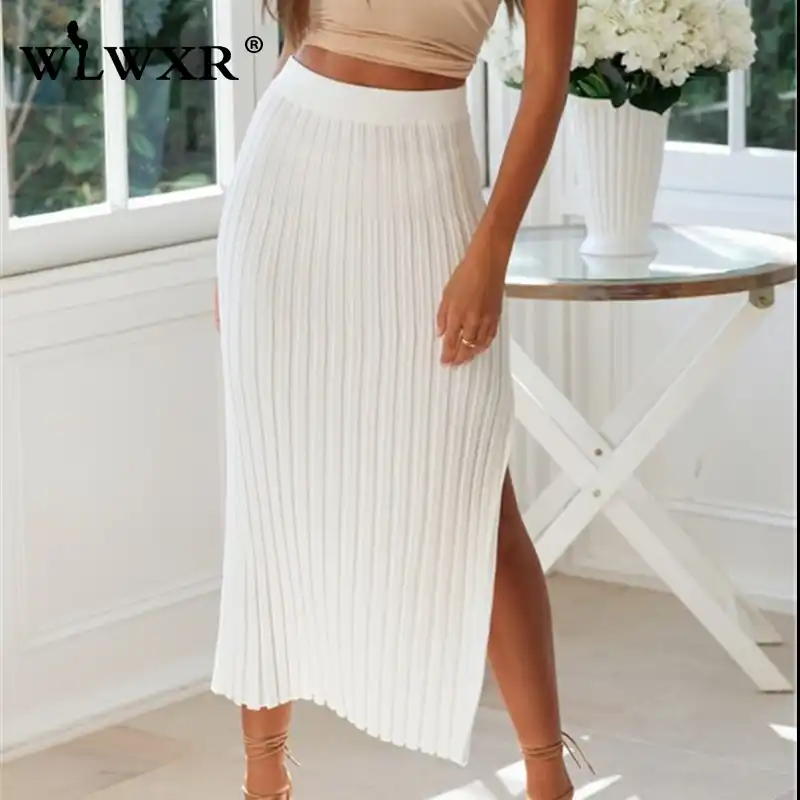 white maxi bodycon skirt