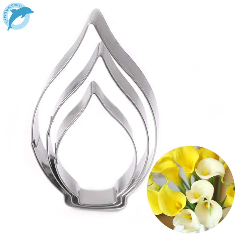 LINSBAYWU 3 шт./компл. Calla резак для печенья в виде лилии 3D поделки конфеты форма