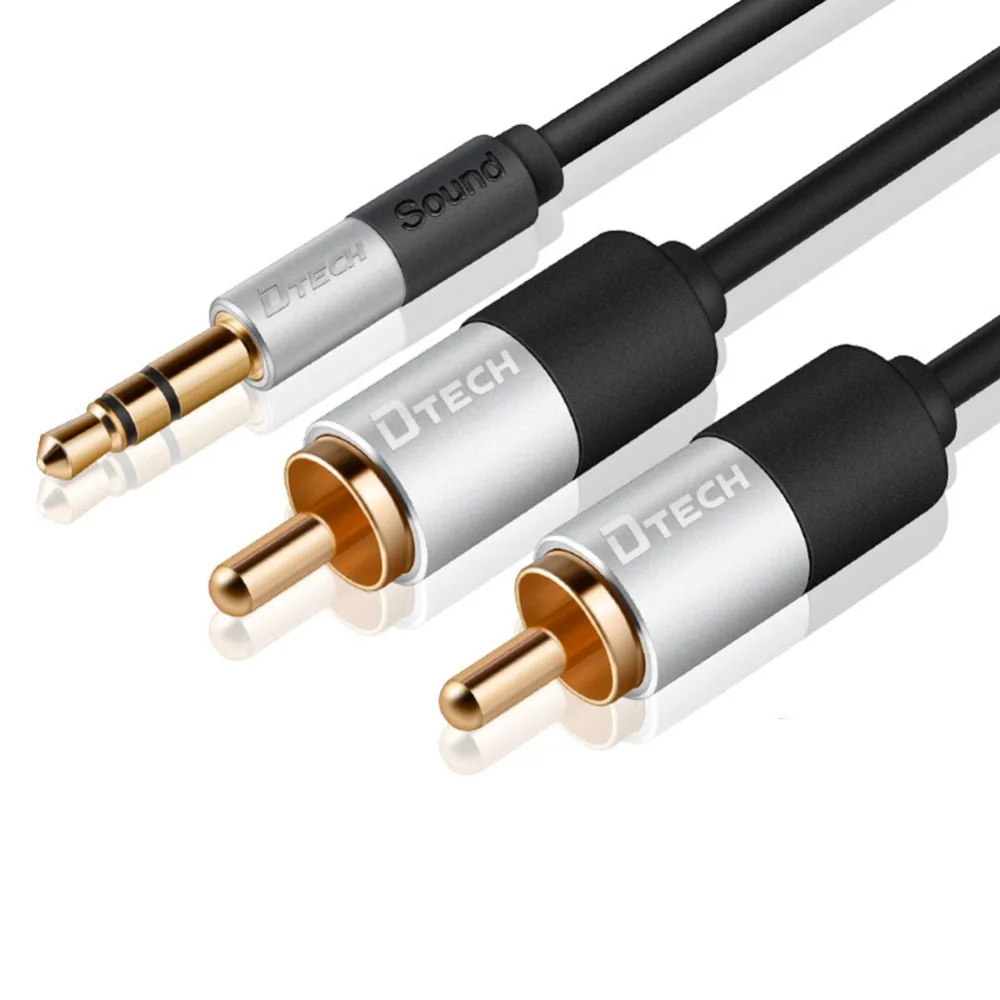 Gold Plated 3.5mm Aux Male to 2RCA Male Audio Auxiliary Stereo Y