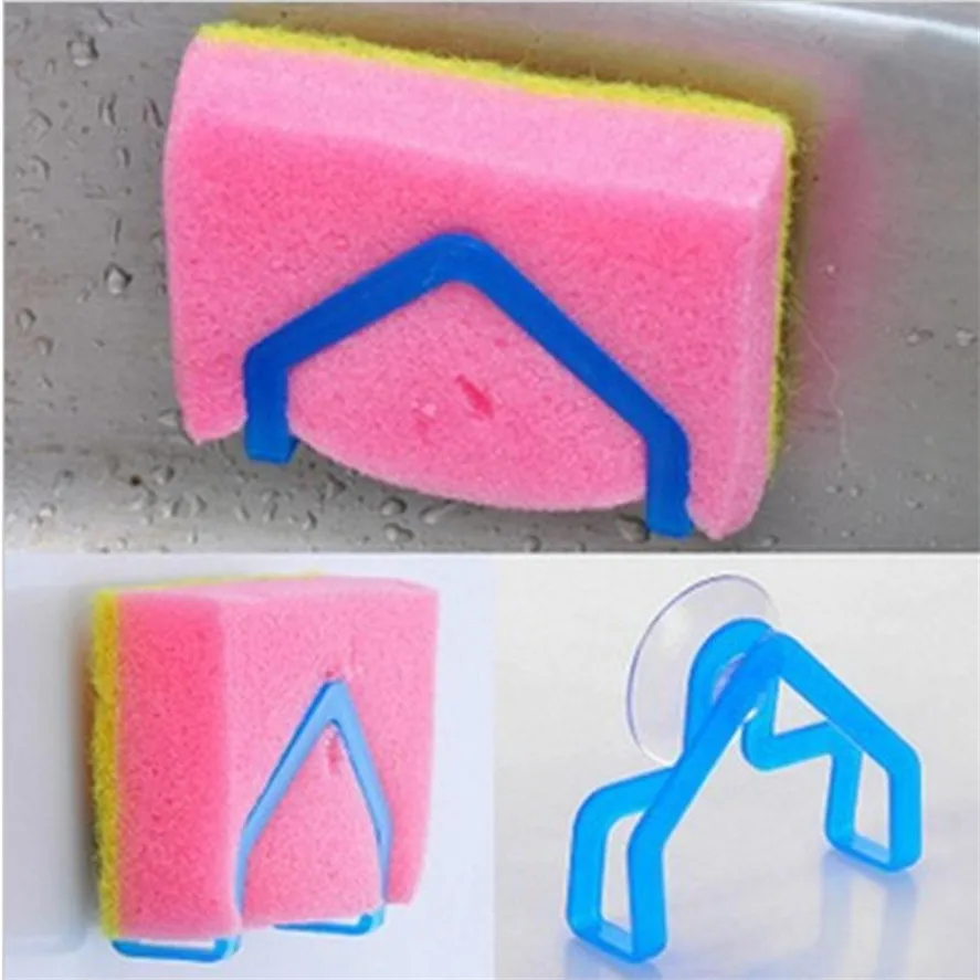 

2018 New Bathroom Storage Rack TENSKE 1PC Plastic kitchen Dish Cloths Rack Suction Sponge Holder Clip Rag Storage Rack C30423