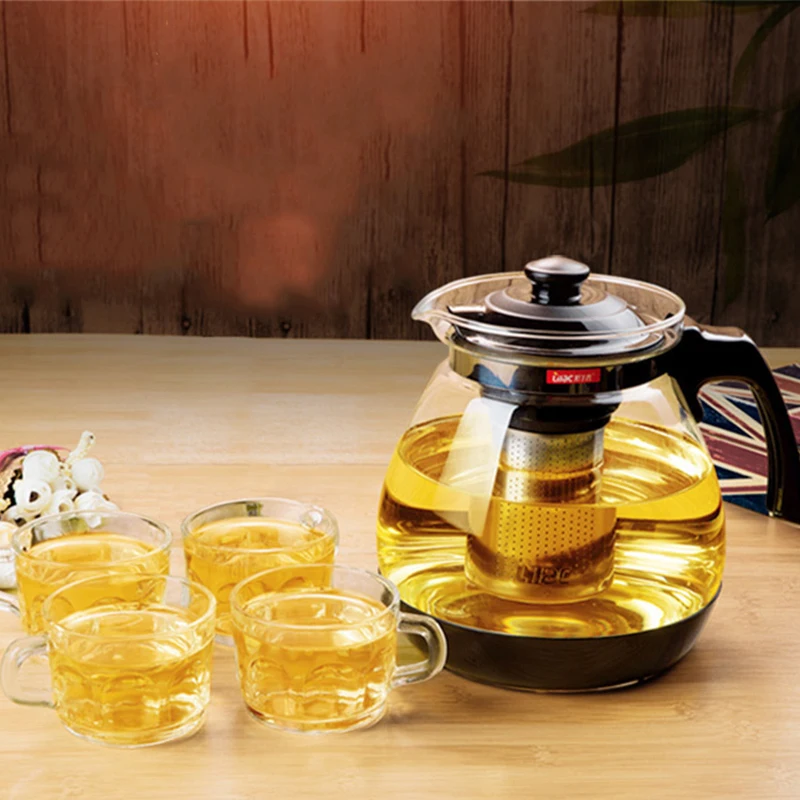 2300ml Large Capacity Glass Teapot With Stainless Steel Infuser Milk
