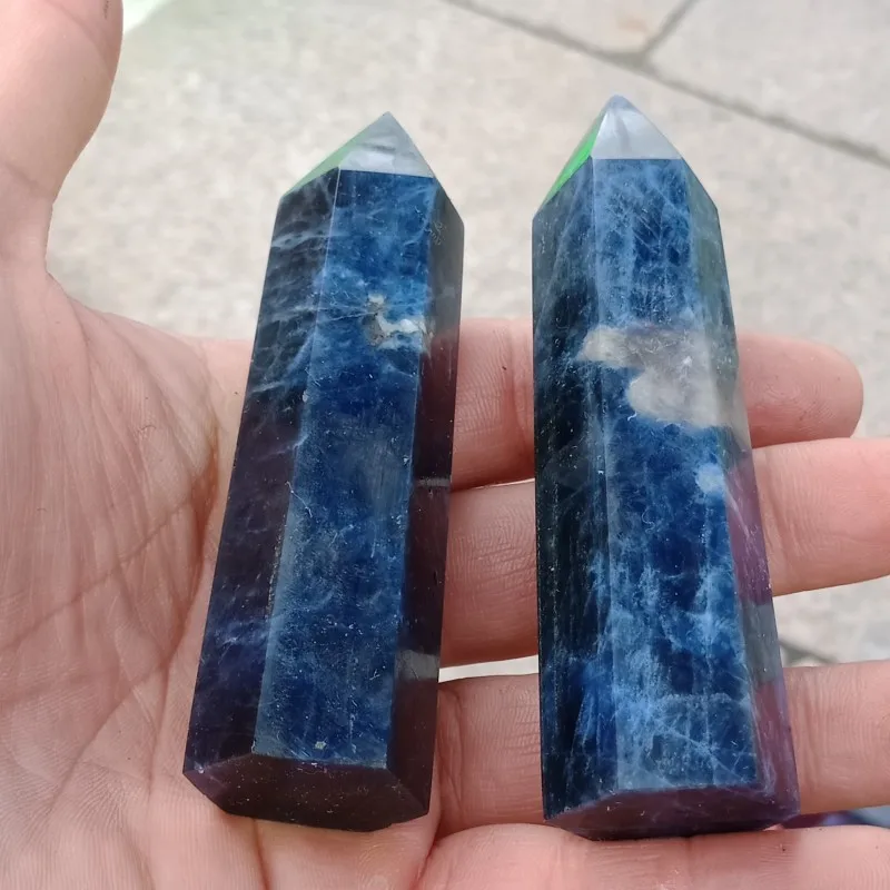 DHXYZB 2 шт 8-9 см натуральный содалит голубые вены камень палочка ТОЧКА башня энергии кристаллы и минералы образец morion Рейки Исцеление