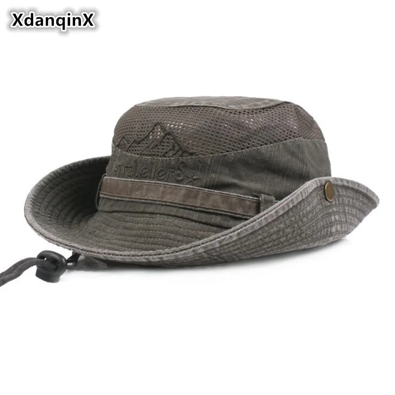 Панама XdanqinX мужская с вентиляцией модная летняя из 100% хлопка фиксированной
