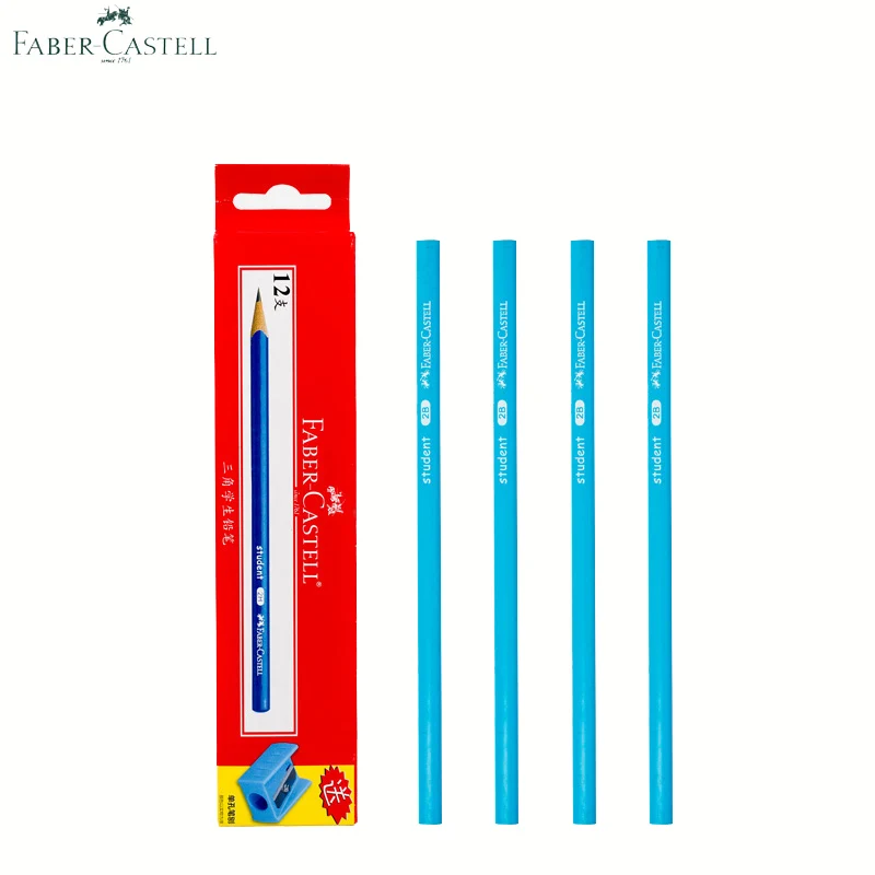 

12 Pieces/Box Faber Castell triangle Student Graphite Pencil Black Lead Standard HB 2B Colorful Surface Pencils With Sharpener