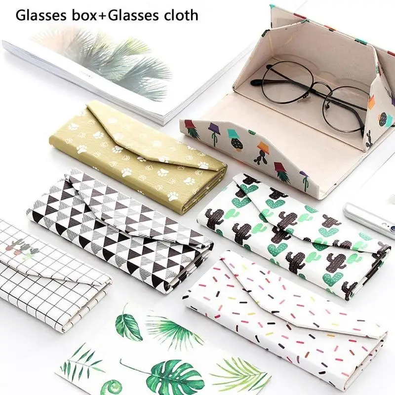 1pc Fold Up Sunglasses Case Protable Light Triangular Fold Glasses Case