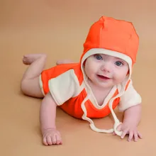 Новинка, 1 комплект, однотонный комбинезон с короткими рукавами для новорожденных мальчиков и девочек, комбинезон+ шапка, одежда oc31