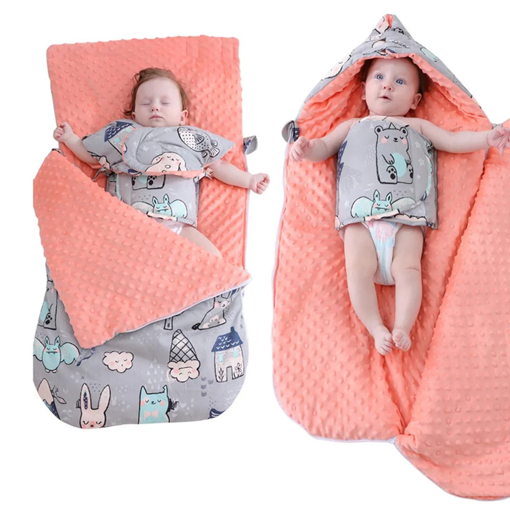 

Baby Blankets Newborn Envelope Baby Stroller Swaddling Wrap Infant Kids Sleeping Bag Cotton Warm Thicken Bedding Quilt Blanket