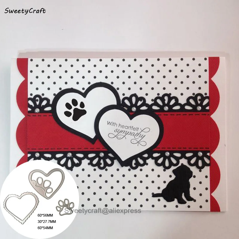 

DIES SCRAPBOOKING heart Dog Paw Border Metal Cutting Dies Craft Easter Die Cut Embossing Stamps New 2017 Stencils Template DIY