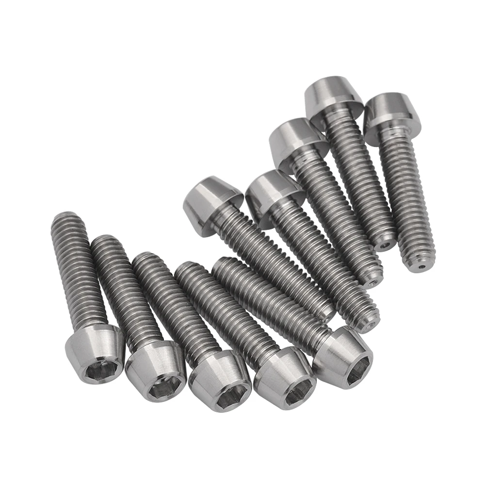 4Pcs M5X18mm Titanium Ti Screw Gr5 Allen Hex Tapered Socket Cap Head Bolts
