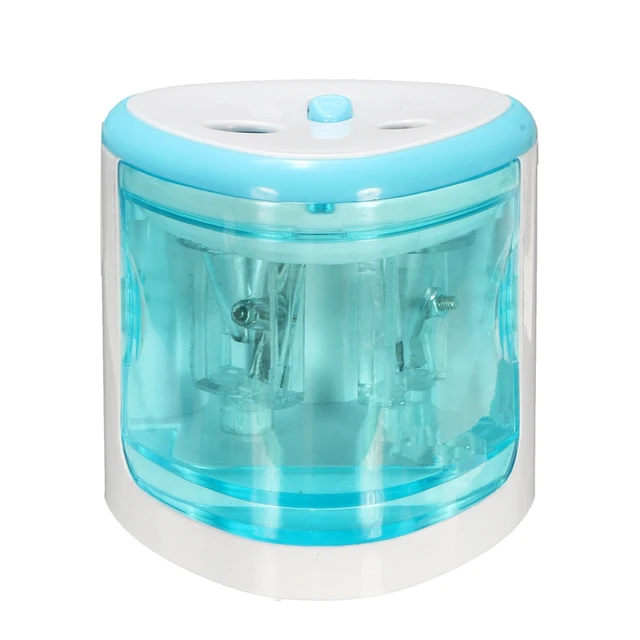 1pcs Silver Pink Blue Automatic Pencil Sharpener Unique Two Holes Electric Pencil Sharpeners