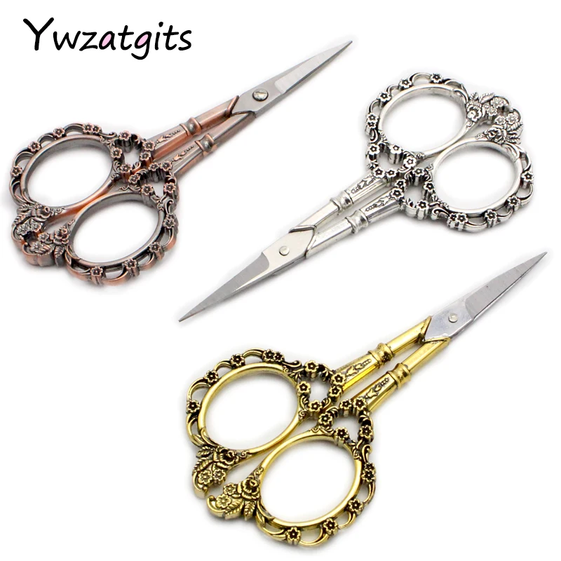 

ywzatgits 1piece 55*115mm Floral Pattern Scissors Seamstress Tailor Scissor Antique Sewing Scissors for Fabric Tool 089068