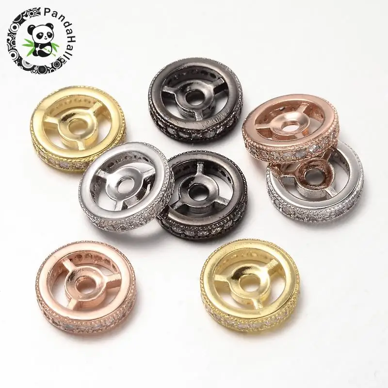 Steering Wheel Brass Micro Pave Cubic Zirconia Beads Mixed Color 8x2.5mm Hole: 1mm | Украшения и аксессуары