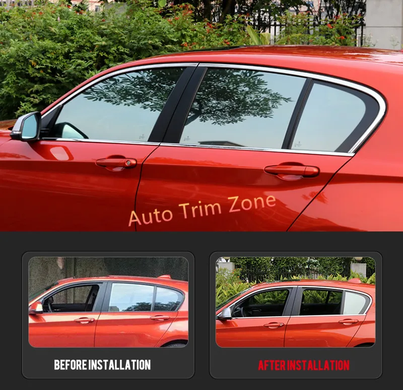 

Exterior Chromed Steel Side Window Mouldings 8PCS For BMW 1 Series 2012-2017 F20 5-door