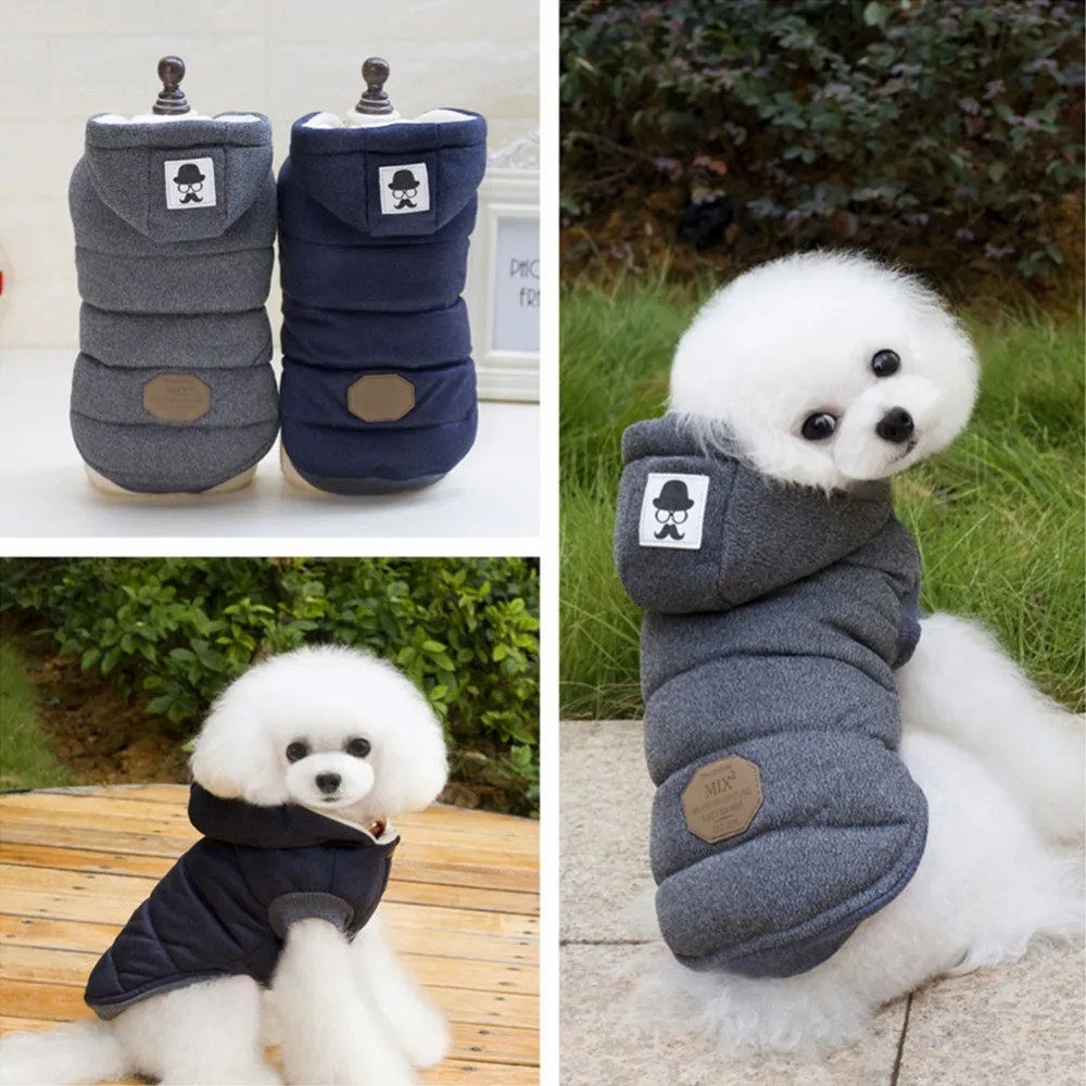 Одежда для маленьких собак из хлопка, теплое зимнее пальто с капюшоном для собак, куртки для чихуахуа, мопса, одежда для щенков, кошек, товары для домашних животных