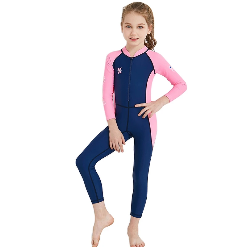 Swimming One piece Suits Girls Sport Swimsuits Long Sleeve Swimwear and