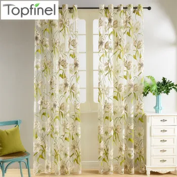 

Top Finel Tropical Floral Print Semi Sheer Curtains for Living Room Bedroom Kitchen Printed Flower Window Curtains Tulle