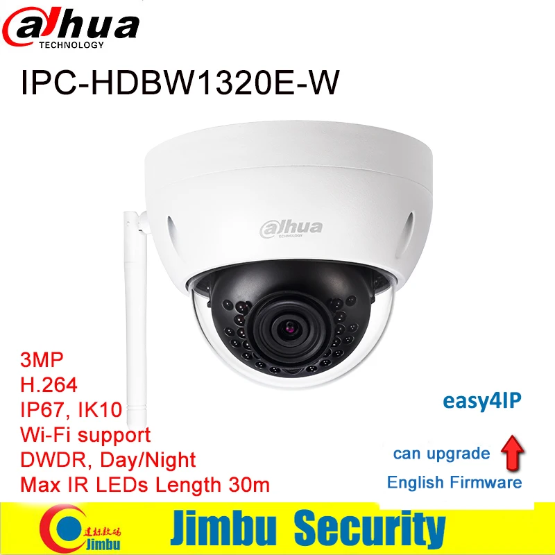 Dahua ip-камера Easy4ip cloud wifi 3mp IPC-HDBW1320E-W wifi камера IK10 IP67 p2p ip-камера слот для sd-карты температура-30