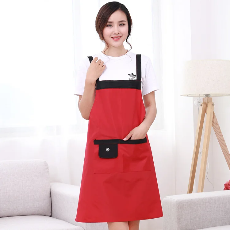 

Modern Minimalist Apron Solid Color Waterproof Apron Shoulder Strap Kitchen Work Apron