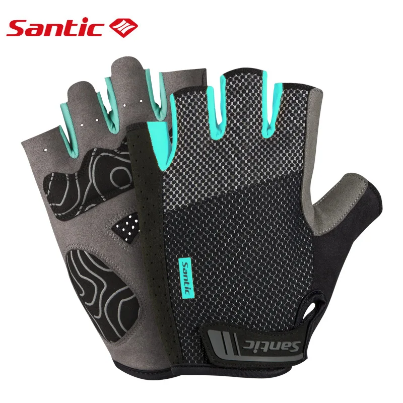 Santic мужские велосипедные короткие перчатки половина пальцев MTB прохладное ощущение Дышащие анти-пиллинг антистатические солнцезащитные летние 8C09079