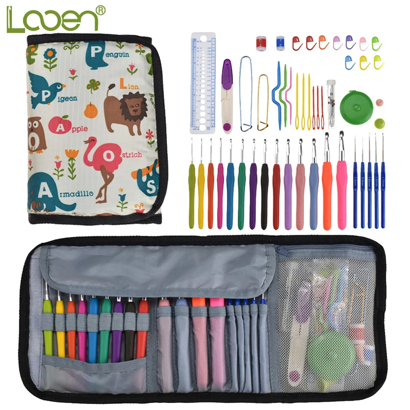

Looen Crochet Hook Set 14pcs Soft Handle 2.0-10.0mm Crochet Needles Yarn Weave Knitting Needle Sewing Accessories With Cute Bag